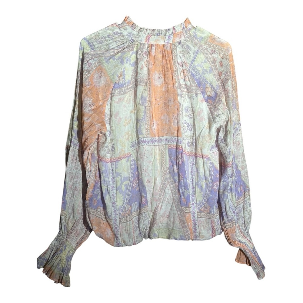 Fate Colorful Patchwork Bubble Sleeve Blouse Size… - image 2